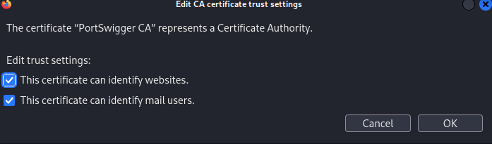 Trust Burp Suite certificate