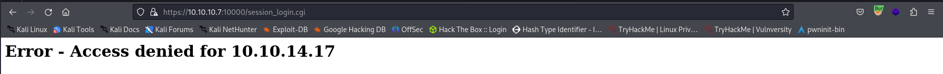Webmin login attempt blocked